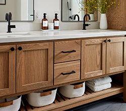 Bertch Vanities – Interlude Style, Oak wood with Driftwood color / finish.