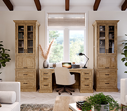 Yorktowne Cabinetry – Historic Series, Langdon Door Style in Maple with Buckskin Appaloosa finish.